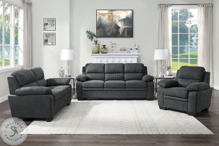 Widely Used Dark Grey Loveseat Sofas Intended For Holleman Dark Gray Loveseat From Homelegance (Photo 3 of 10)