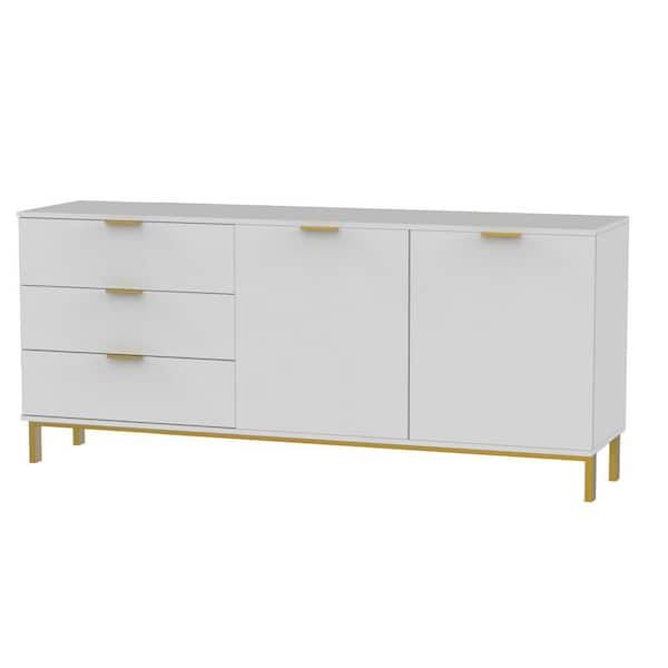Widely Used Fufu&gaga 62.9 In. White Wood Tv Stand Entertainment Center With Storage  Cabinet And 3 Drawers Fits Tv's Up To 70 In. Kf200156 02 C – The Home Depot For Entertainment Center With Storage Cabinet (Photo 8 of 10)