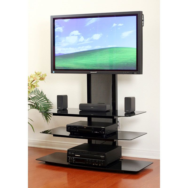 Widely Used Transdeco Black Glass Tv Stand For 32 80 Inch Screens Td550hb Within Stand For Flat Screen (Photo 4 of 10)