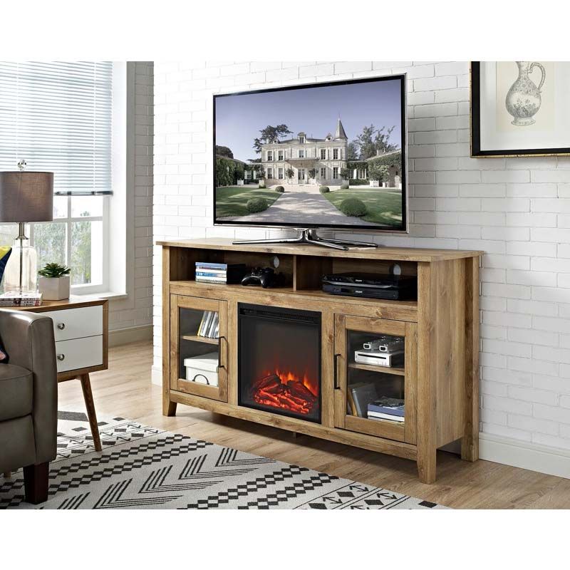 Wood Highboy Fireplace Tv Stands With Regard To Most Recently Released Walker Edison Highboy Fireplace Tv Stand For 60 Inch Screens (barnwood)  W58fp18hbbw (View 10 of 10)
