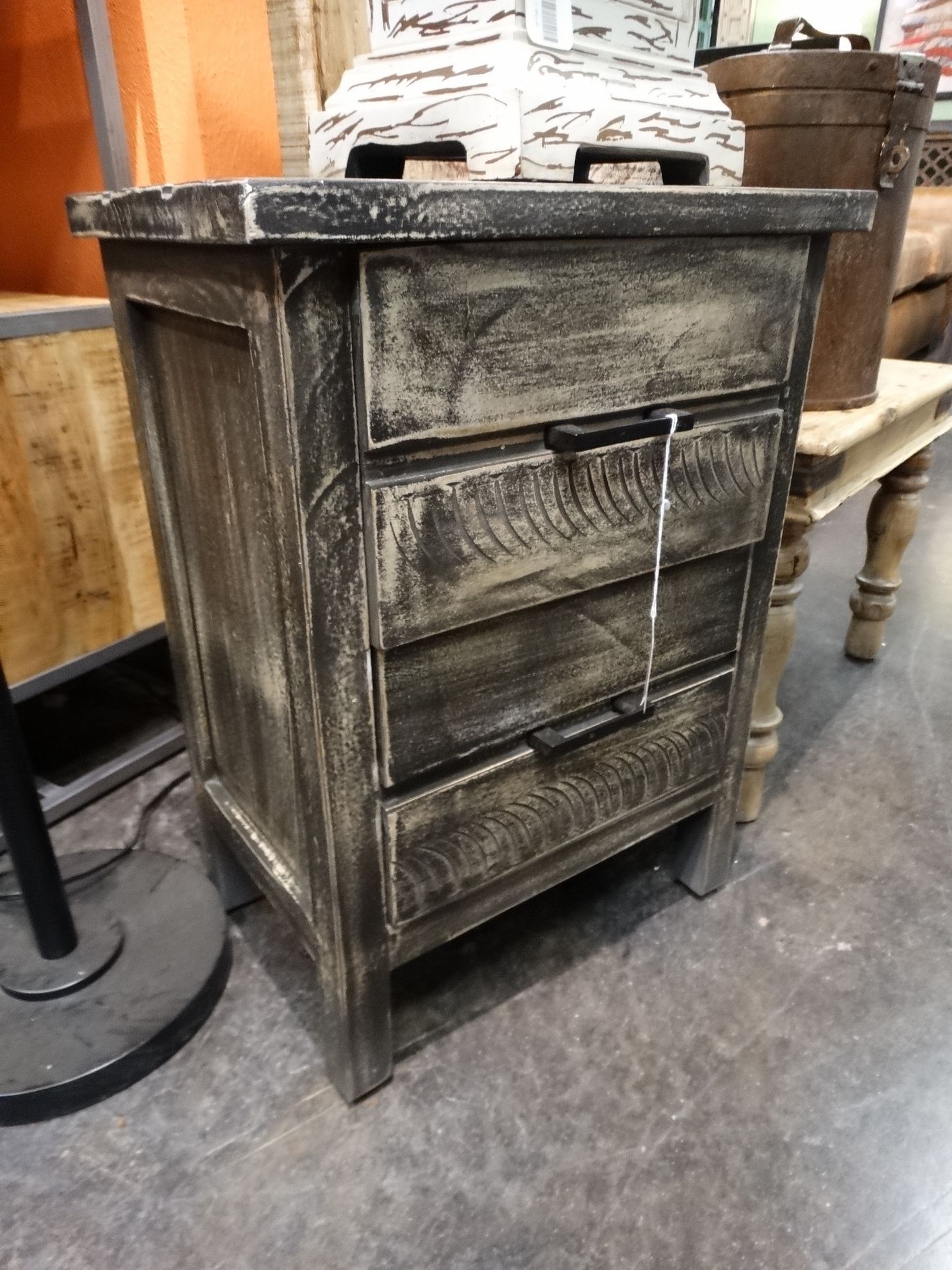 2020 Rustic Gray End Tables With Regard To Nightstand End Table With Two Drawers Gray – Rare Finds Warehouse (Photo 2 of 10)