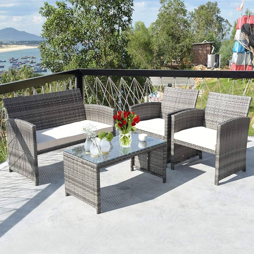 Featured Photo of 10 Collection of 4pcs Rattan Patio Coffee Tables