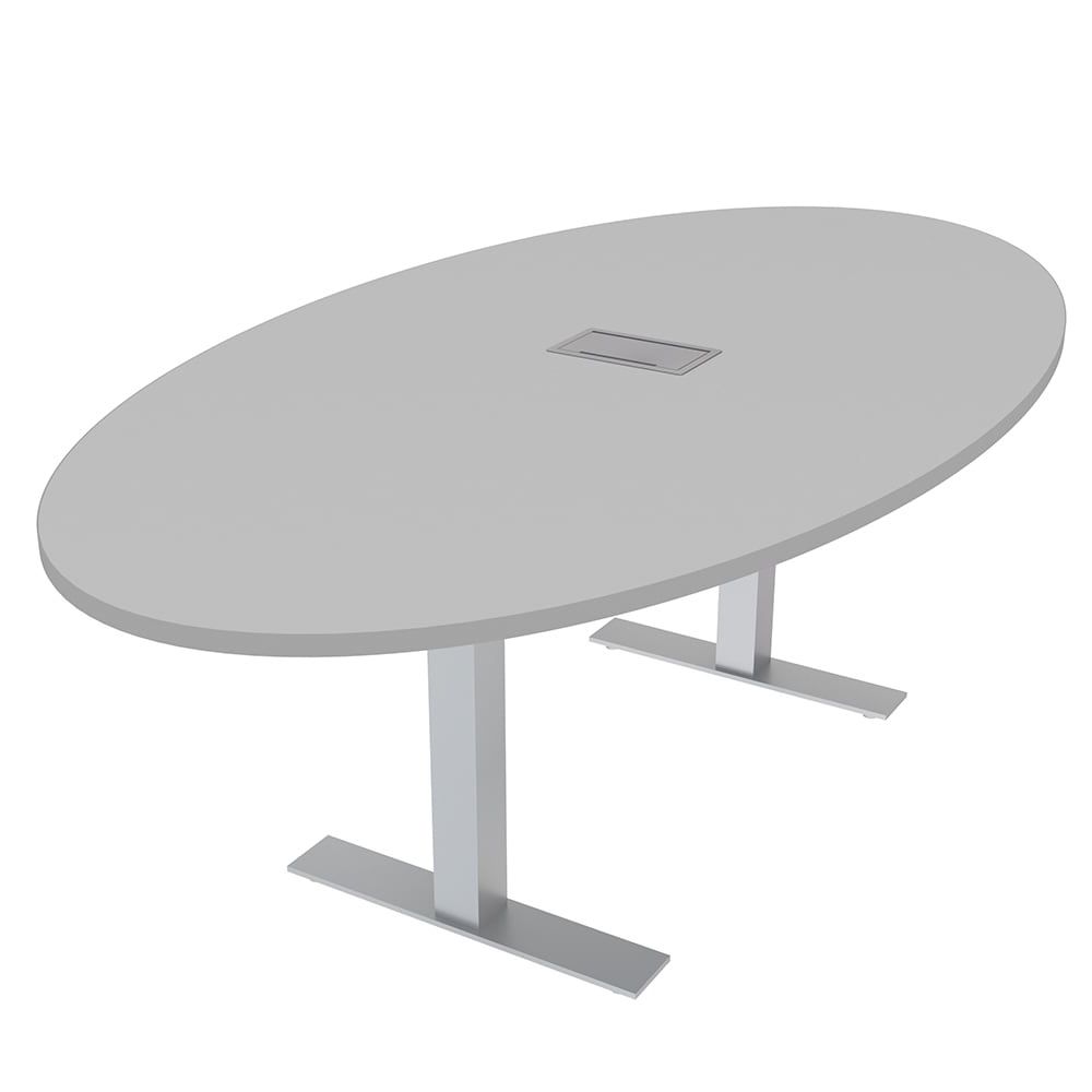 6 Person 4x7 Oval Conference Room Table Metal T Bases Electrical Unit – On  Sale – Bed Bath & Beyond – 35467059 Throughout 2019 White T Base Seminar Coffee Tables (Photo 2 of 10)