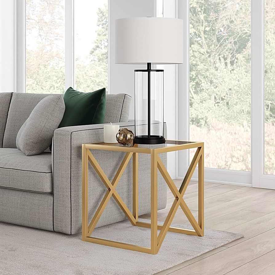Amazon: Calix 20'' Wide Square Side Table In Brass : Home & Kitchen With Regard To Most Current Addison&lane Calix Square Tables (View 9 of 10)