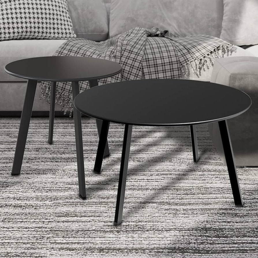 Amazon: Grand Patio Round Steel Patio Coffee Table 2pc Weather  Resistant Nesting Tables Including One Large Side Table And One Small End  Table, Black : Patio, Lawn & Garden Within Well Known Round Steel Patio Coffee Tables (Photo 7 of 10)