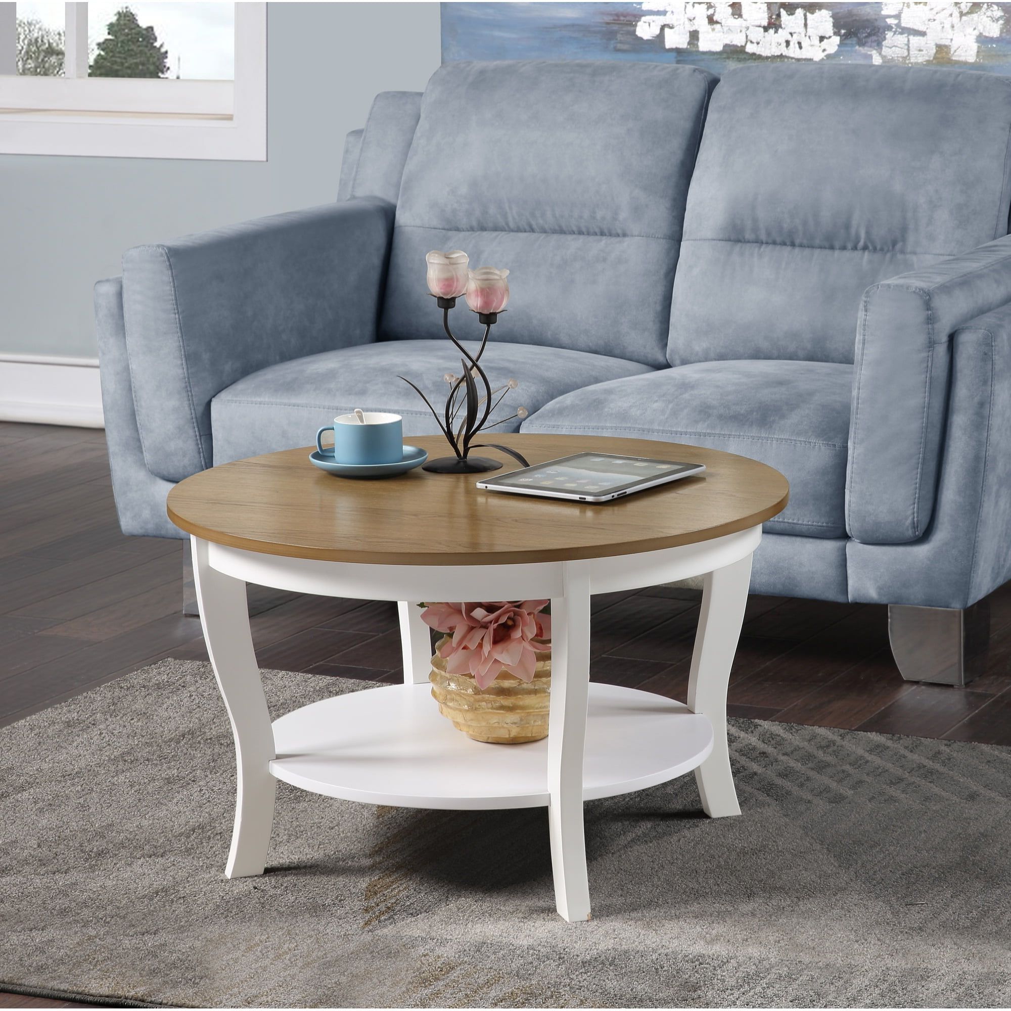American Heritage Round Coffee Tables Regarding Best And Newest Convenience Concepts American Heritage Round Coffee Table With Shelf,  Driftwood/white – Walmart (View 5 of 10)