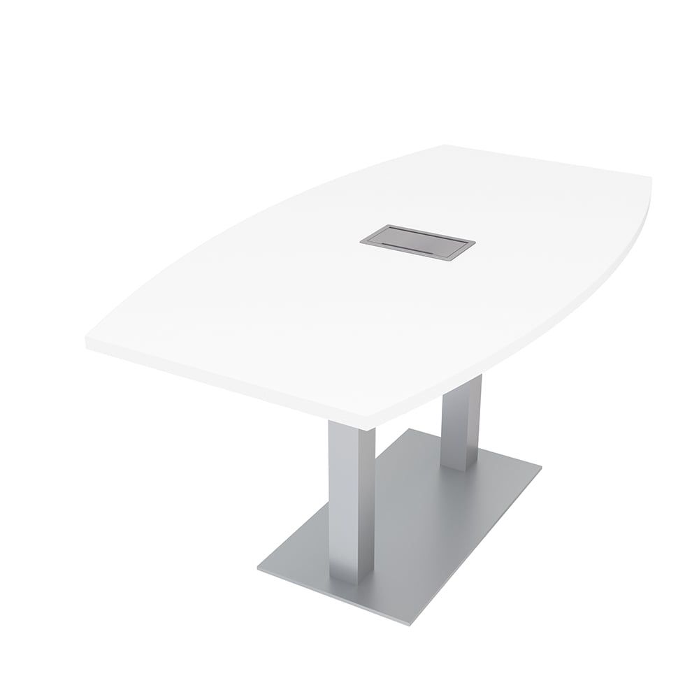 Best And Newest 3x5 Boat Shaped Conference Table With Metal Base And Electrical Module –  Walmart In White T Base Seminar Coffee Tables (View 8 of 10)