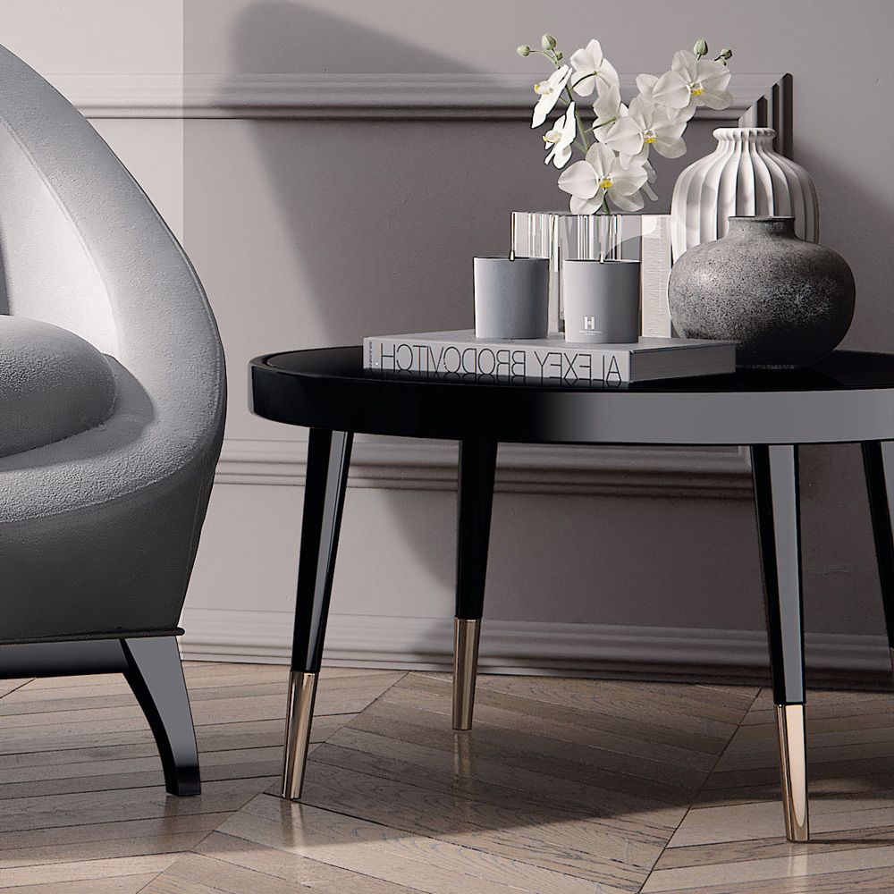 Black High Gloss Lacquered Round Italian Coffee Table – Juliettes Interiors Within Well Known High Gloss Black Coffee Tables (View 3 of 10)
