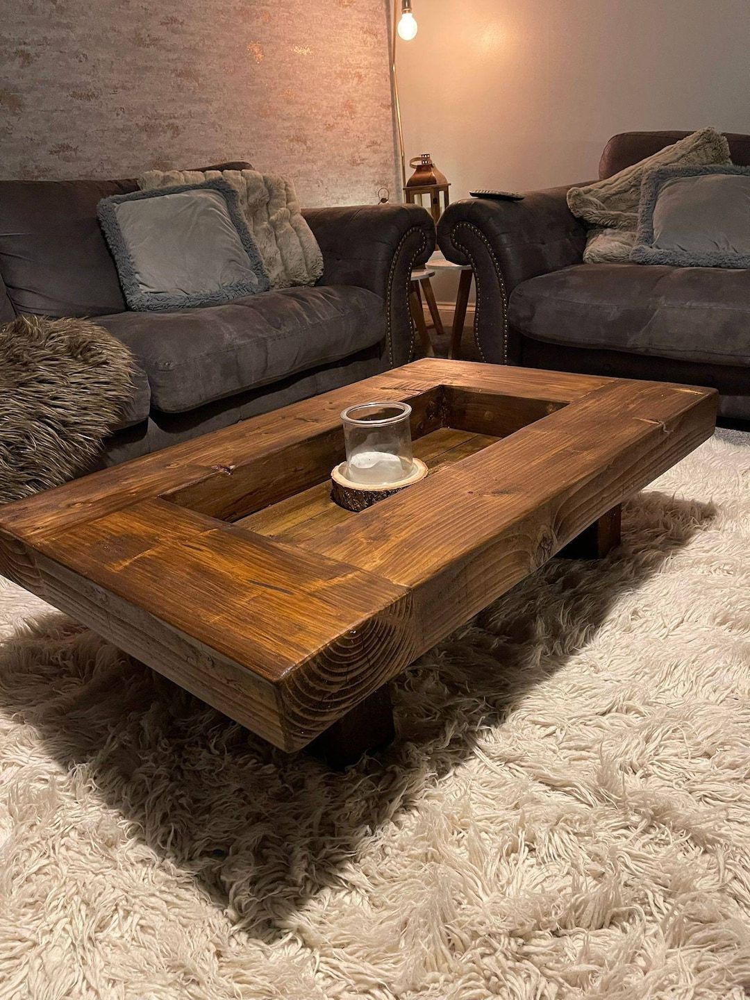 Brown Rustic Coffee Tables With Regard To Best And Newest Rustic Handmade Solid Wood Sleeper Coffee Table Xtra Large Xtra Wide  Version – Etsy (View 5 of 10)