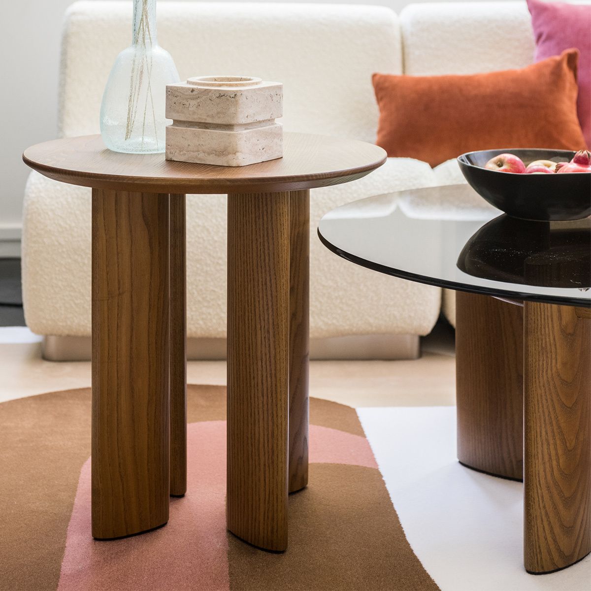 Coffee Tables With Round Wooden Tops In Current Coffee Table, Black Marble Top And Iroko Legs – Carlotta – The Socialite  Family (View 3 of 10)