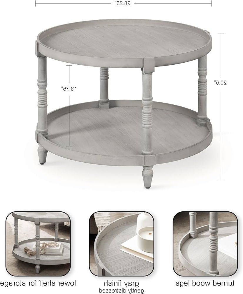 Current Amazon: Kate And Laurel Bellport Traditional Tiered Round Coffee Table  For Living Room Decor, 29x29x21, Gray : Everything Else Throughout Kate And Laurel Bellport Farmhouse Drink Tables (View 5 of 10)