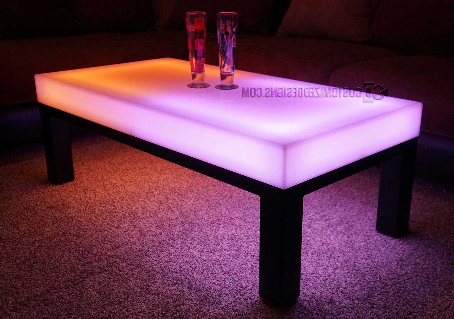 Current Coffee Tables With Led Lights Throughout Led Lighted Lounge Coffee Table – Aurora Series – Customized Designs (View 6 of 10)