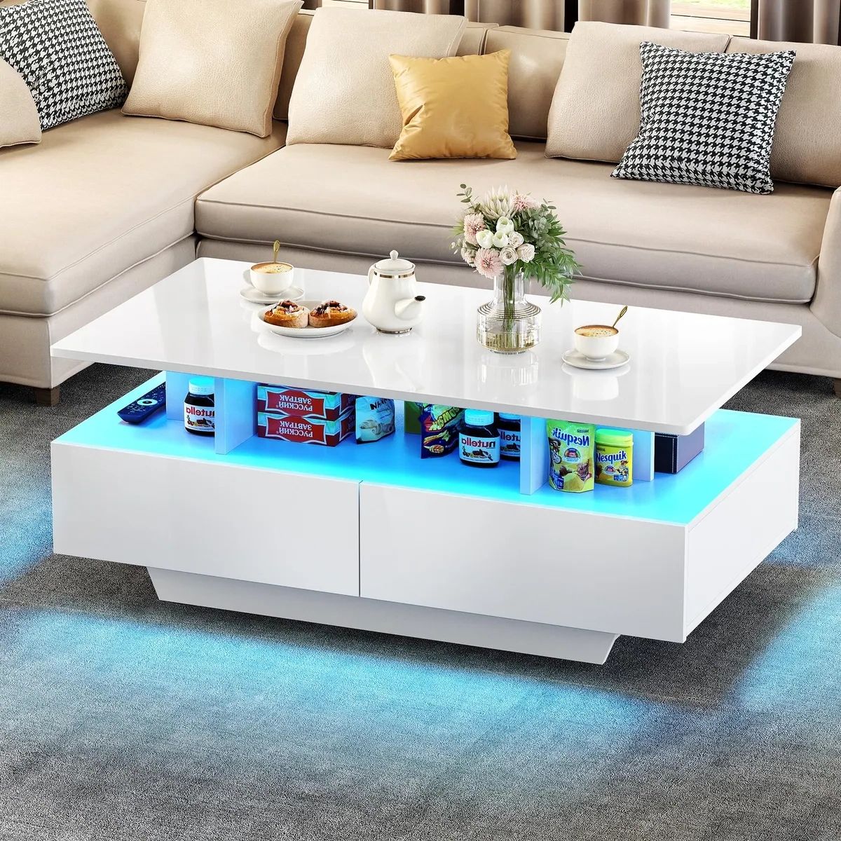 Ebay In Coffee Tables With Drawers And Led Lights (Photo 5 of 10)