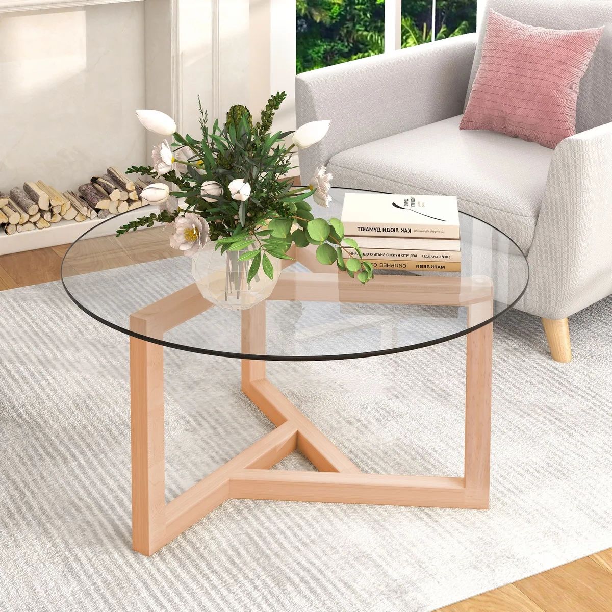 Ebay Throughout Latest Wood Tempered Glass Top Coffee Tables (View 8 of 10)