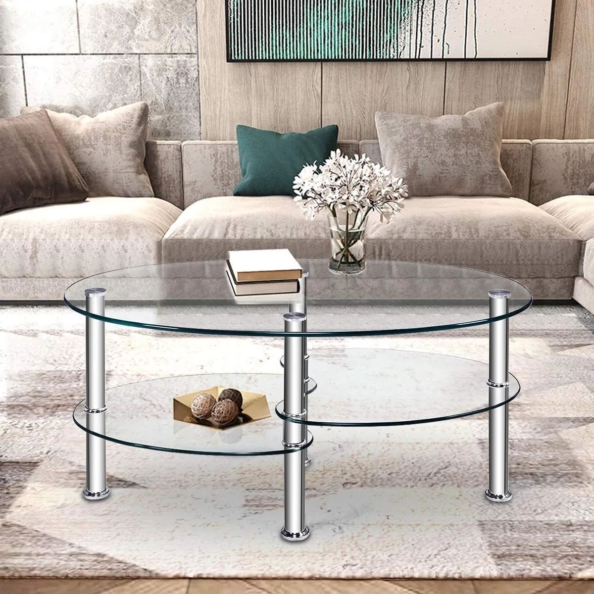 Ebay Throughout Tempered Glass Oval Side Tables (View 6 of 10)