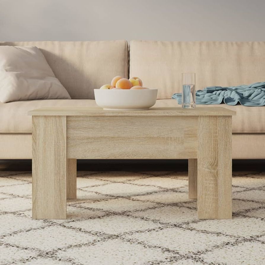Famous Amazon: Youuihom Simple Design Coffee Table, Lift Top Coffee Table, Coffee  Table For Living Room, Small Place, Bedroom, Sonoma Oak 31.1"x19.3"x16.1"  Engineered Wood : Home & Kitchen Inside Simple Design Coffee Tables (Photo 7 of 10)