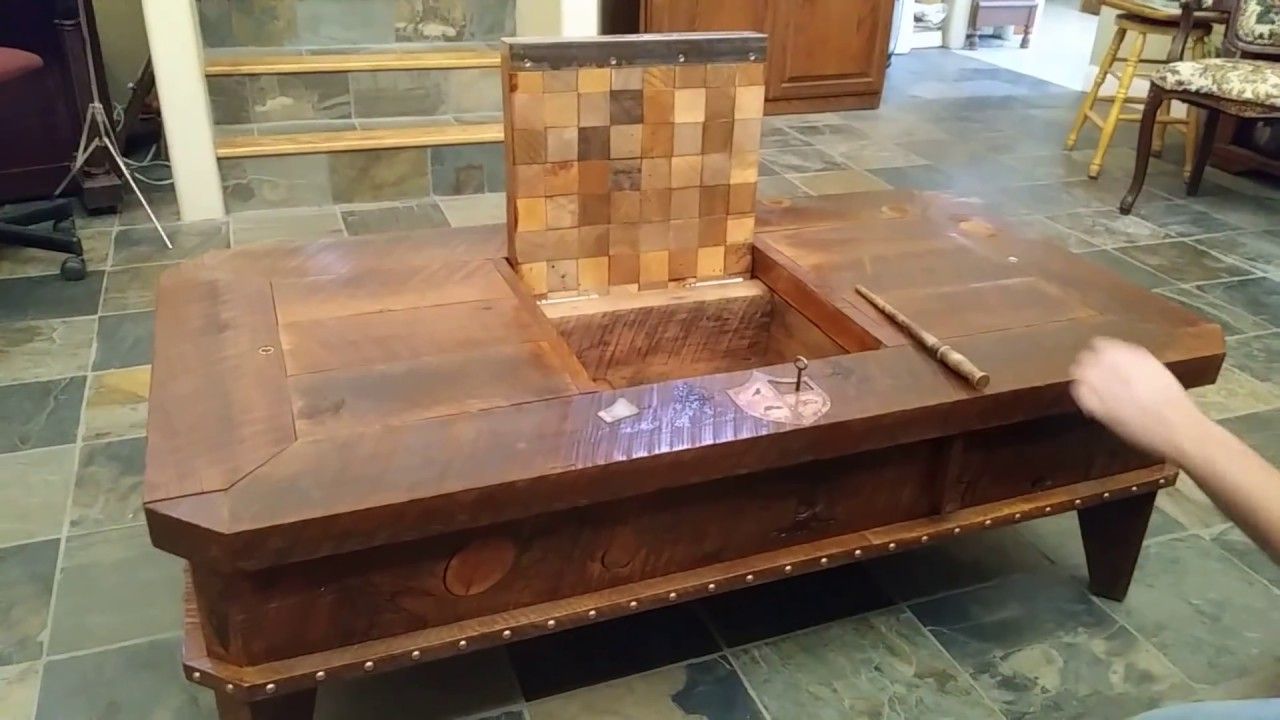 Famous Coffee Tables With Hidden Compartments With Hidden Compartment Wizard Coffee Table – Youtube (Photo 3 of 10)