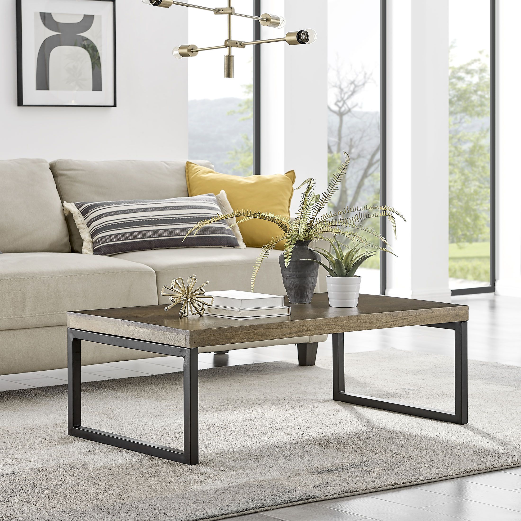 Famous Coffee Tables With Solid Legs Inside Kins Solid Honey Wood & Chrome Metal Leg Coffee Table – Daijaa (Photo 9 of 10)