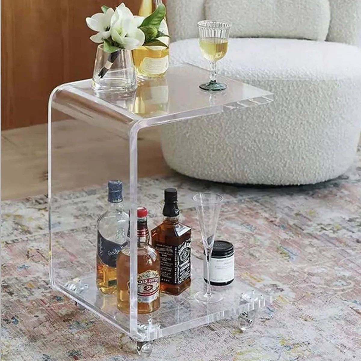 Famous Transparent Side Tables For Living Rooms For C Shaped Sofa Side End Table Transparent Movable Acrylic Coffee Table Side  Table (View 2 of 10)