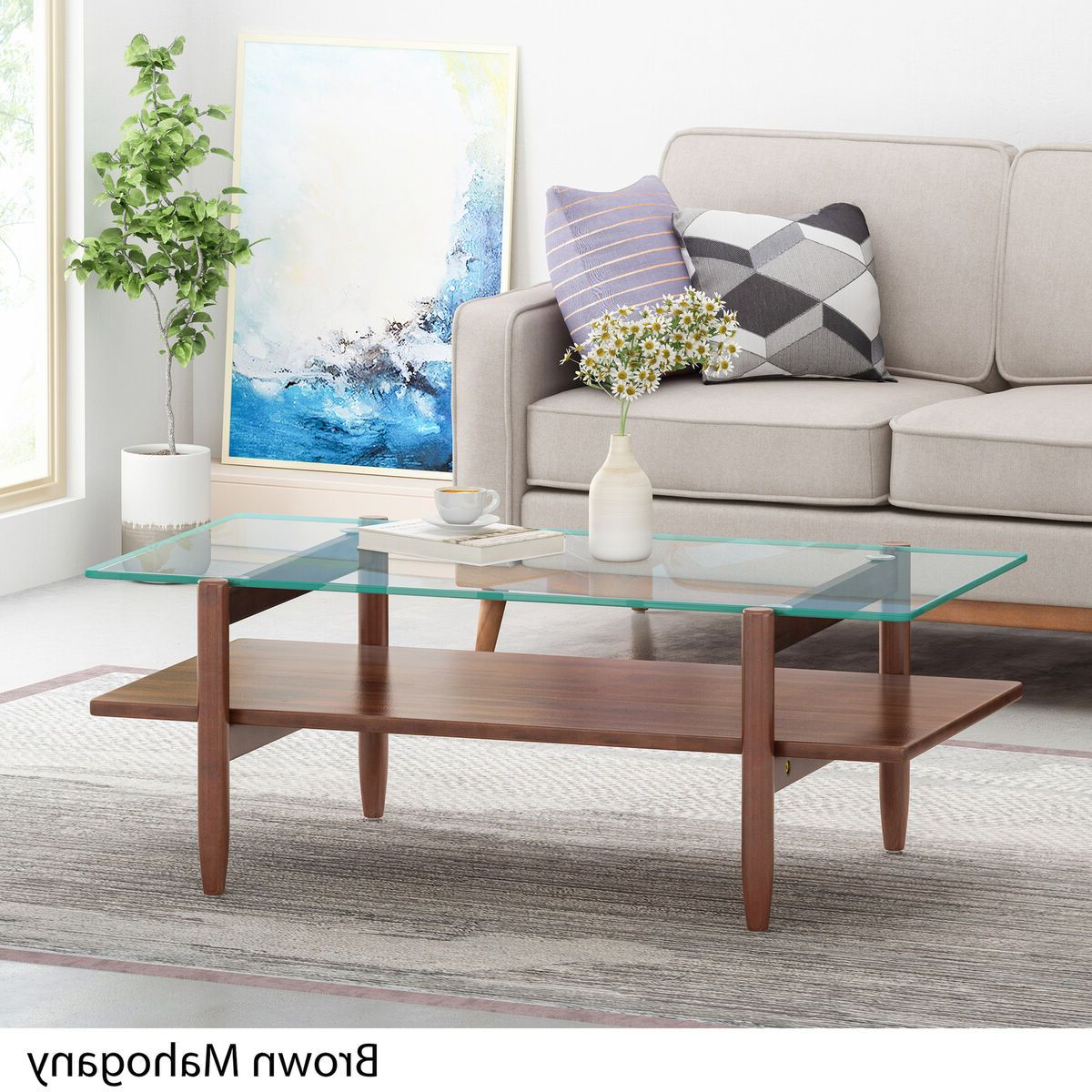 Famous Wood Tempered Glass Top Coffee Tables For Janitza Acacia Wood Coffee Table With Tempered Glass Top (View 3 of 10)