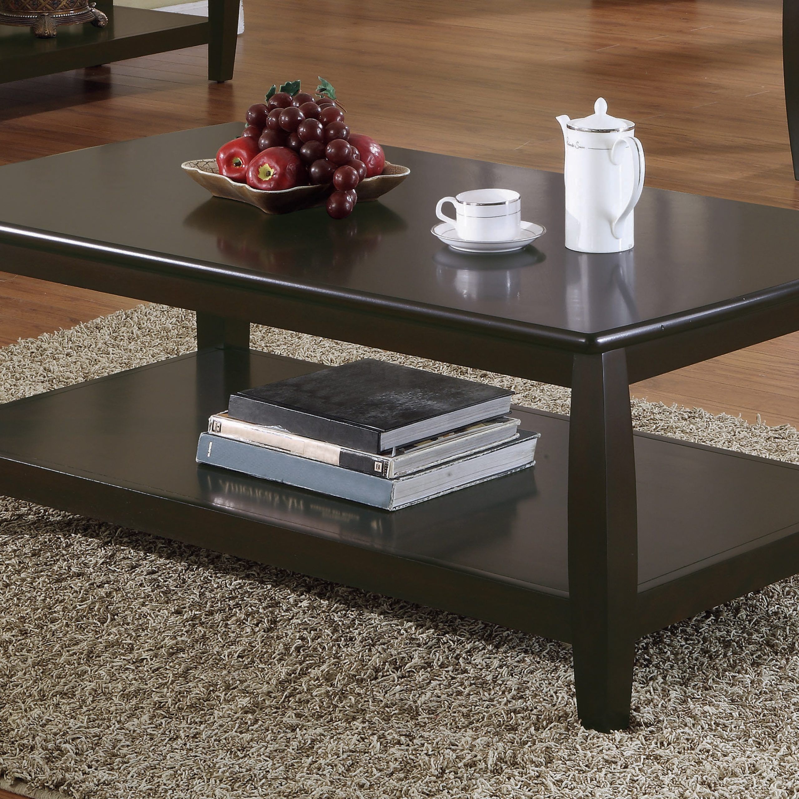 Glass Coffee Tables With Lower Shelves With 2020 Dixon Rectangular Coffee Table With Lower Shelf Espresso – C (View 9 of 10)
