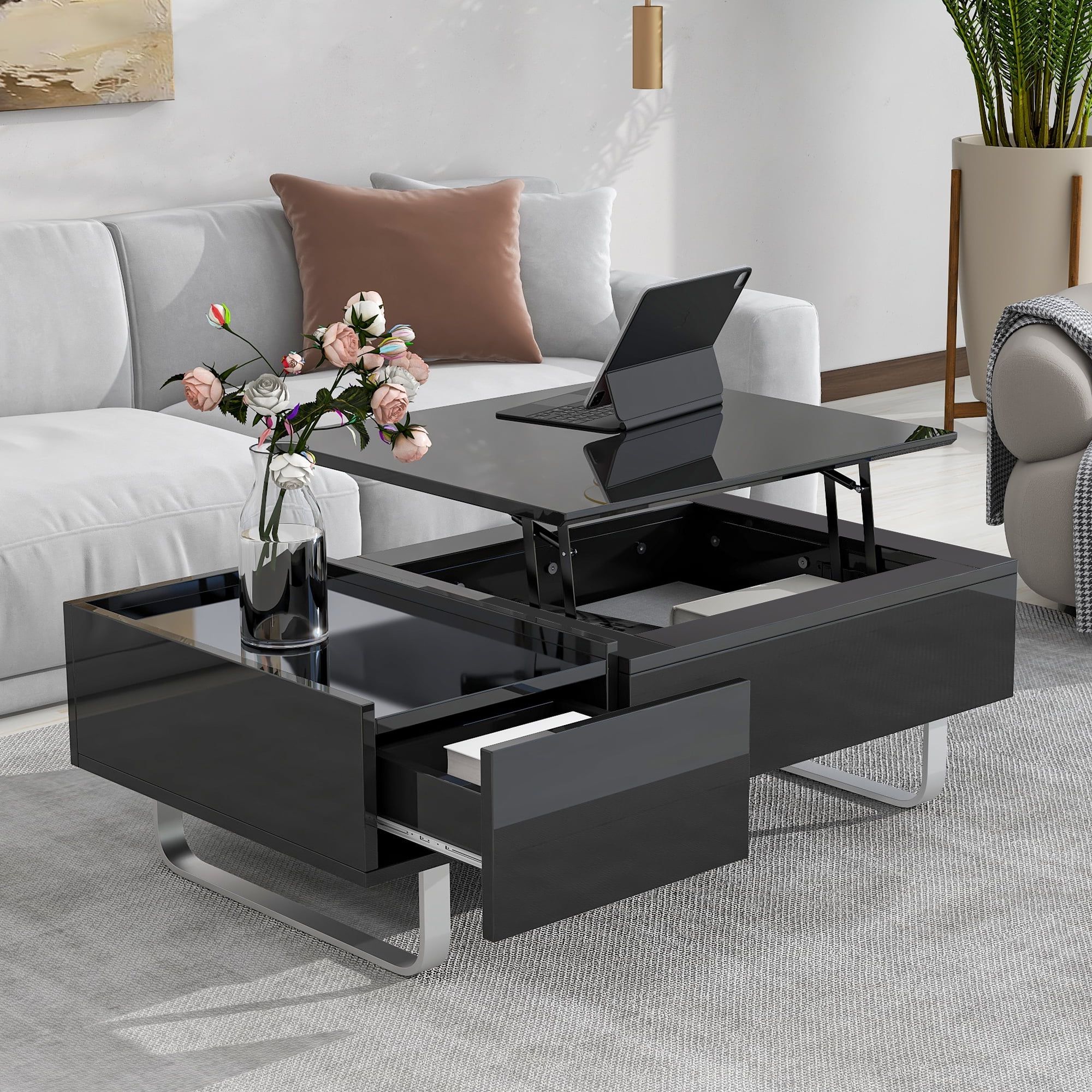 High Gloss Lift Top Coffee Tables Within Most Up To Date Euroco Modern  (View 5 of 10)