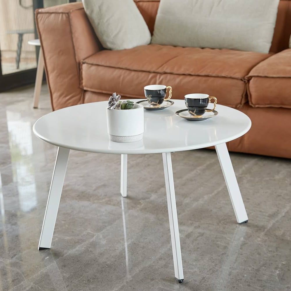 Juserox Patio Outdoor Coffee Table – Metal Steel Outdoor Round Table  Weather Resistant Anti Rust Outdoor Table (white) : Amazon (View 4 of 10)