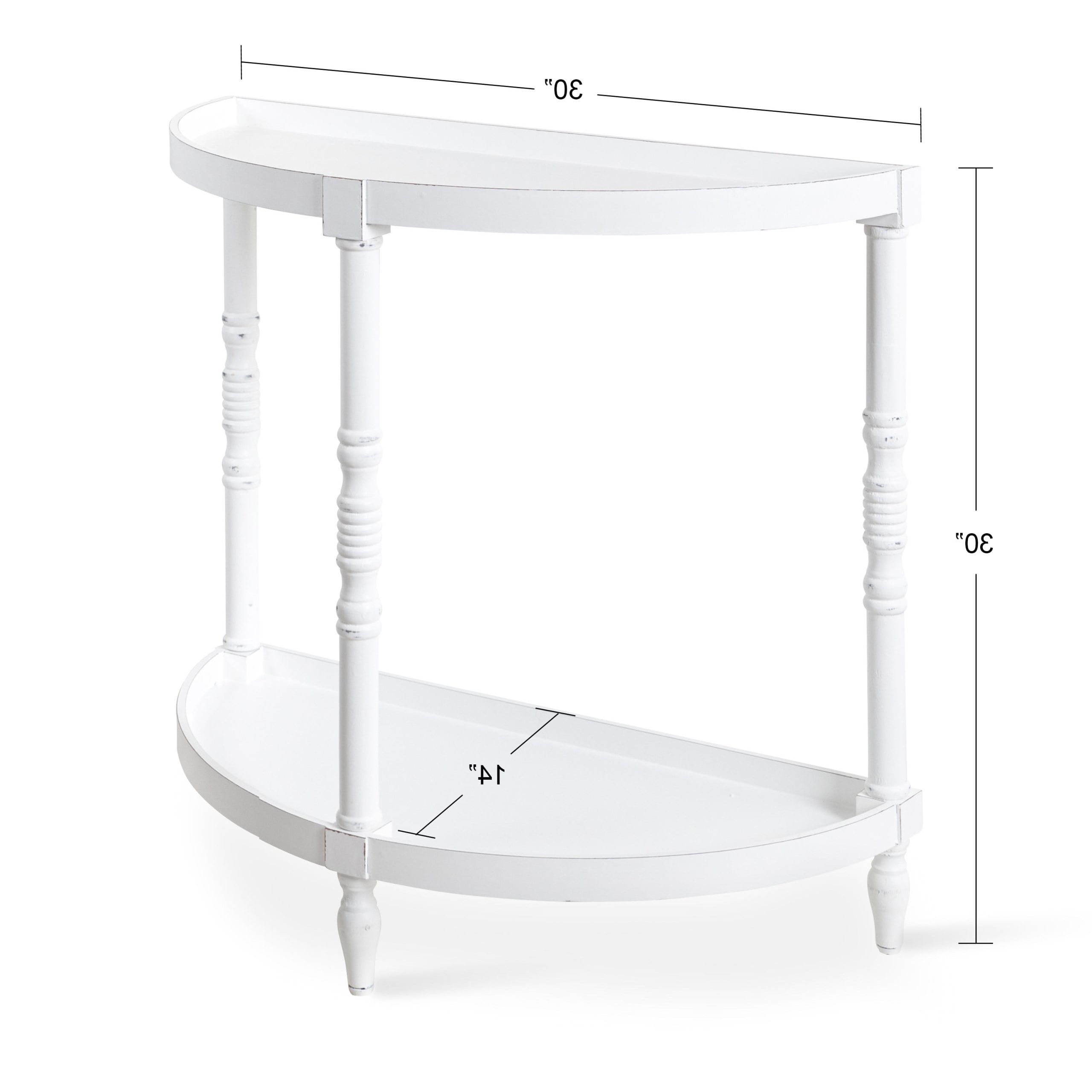 Kate And Laurel Bellport Farmhouse Drink Tables Within Most Current Kate And Laurel Bellport Farmhouse Demilune Console Table, 30 X 14 X 30,  White, Rustic Accent Table For Storage And Display – Walmart (View 7 of 10)