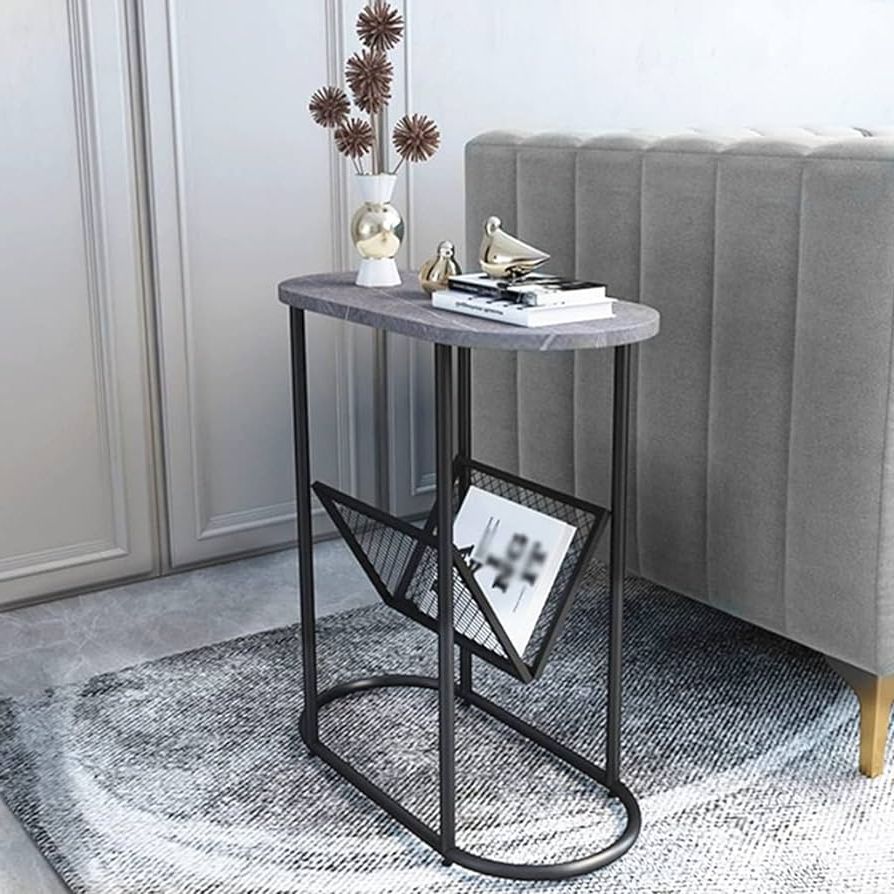Latest Amazon: Small Side Table For Small Spaces,narrow Small End Tables Living  Room Slim End Table With Magazine Holder,bedside Table Small Nightstand  Bedroom,metal Side Table ( Color : Gray Black , Size : For Metal Side Tables For Living Spaces (View 10 of 10)
