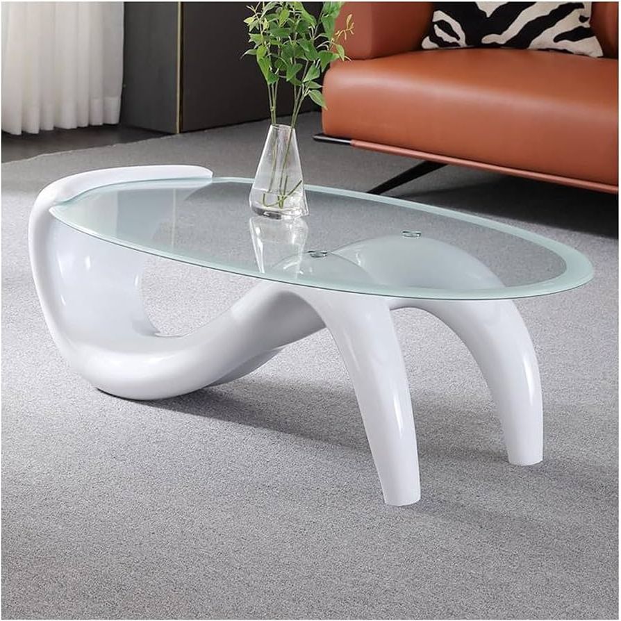Latest Amazon: Sofa Side And End Table Oval Tempered Glass Coffee Table,l (View 5 of 10)