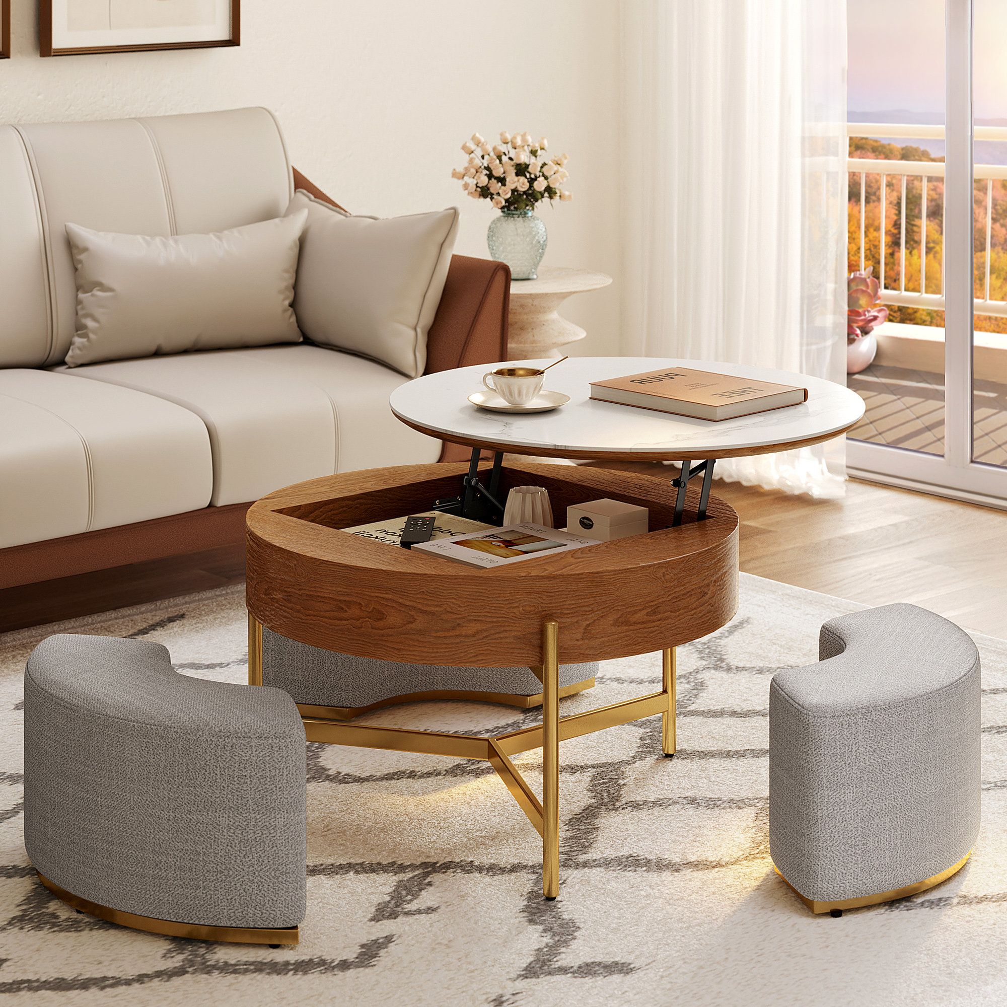 Lift Top Coffee Tables Inside Most Up To Date Everly Quinn Sohad Lift Top Extendable Frame Coffee Table With Storage &  Reviews (Photo 5 of 10)