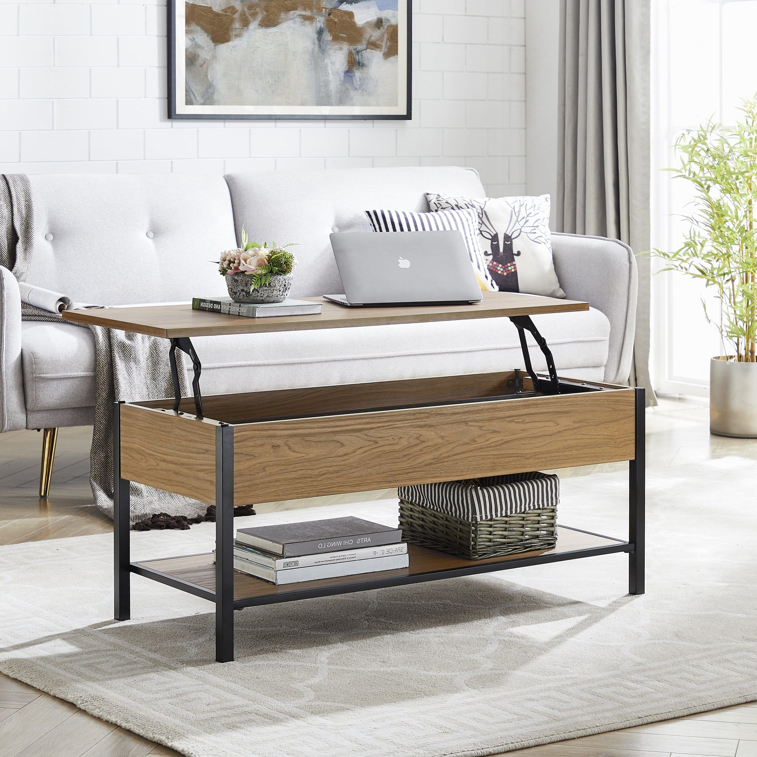 Lift Top Coffee Tables Intended For Most Popular Mainstays Lift Top Coffee Table With Storage, Canyon Walnut – Walmart (Photo 22 of 26)