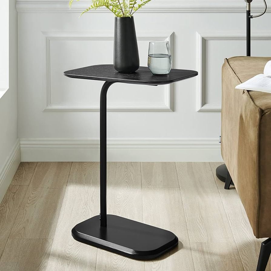 Metal Side Tables For Living Spaces Pertaining To Newest Amazon: Woodeem C Shaped End Table, Black C Table For Couch And Bed,  Sofa Side Tables With Metal Frame,for Small Spaces, Living Room, Bedroom :  Home & Kitchen (Photo 9 of 10)