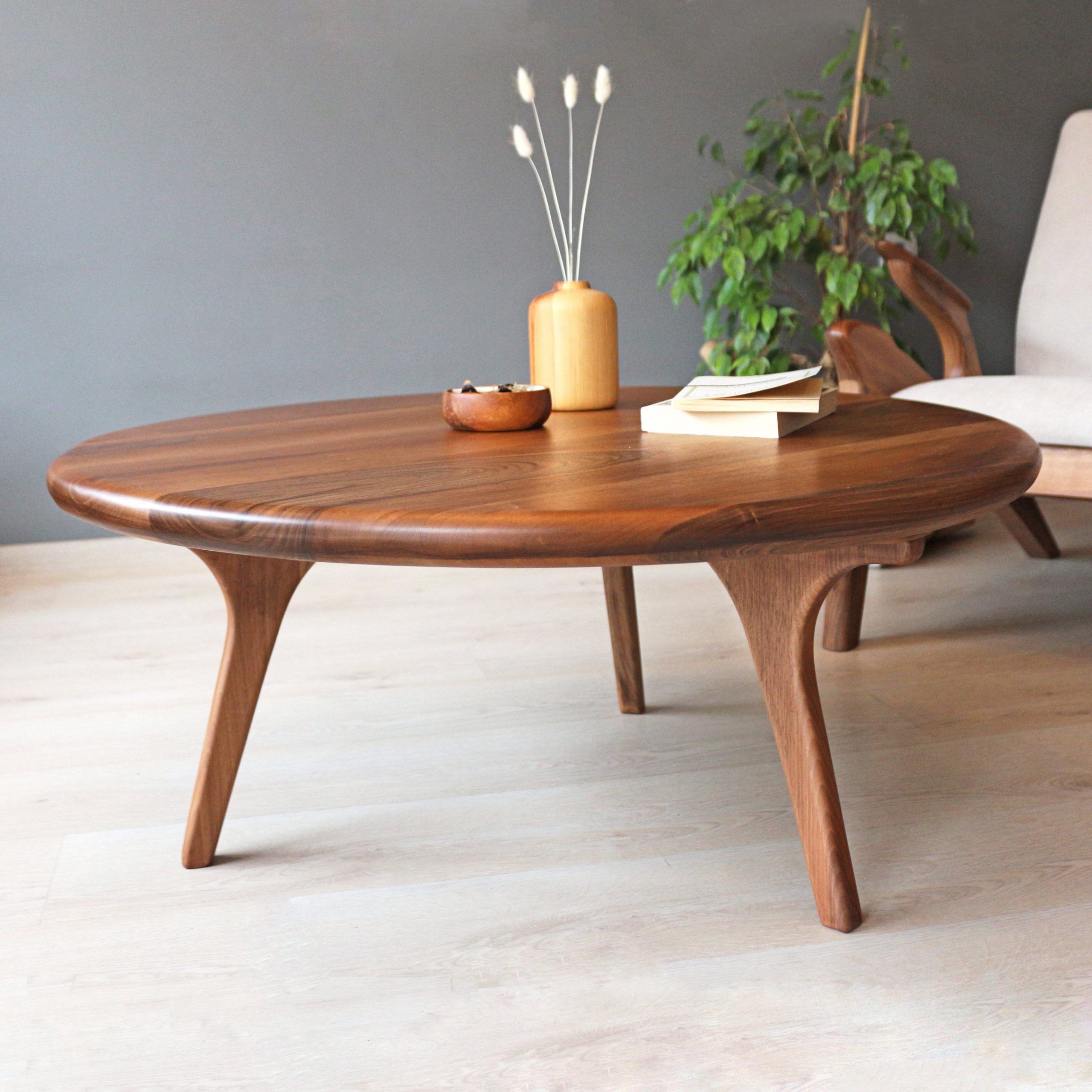 Mid Century Round Coffee Table , Scandinavian Coffee Table , Walnut Wood  Sofa Table – Etsy Throughout Widely Used Wooden Mid Century Coffee Tables (View 5 of 10)