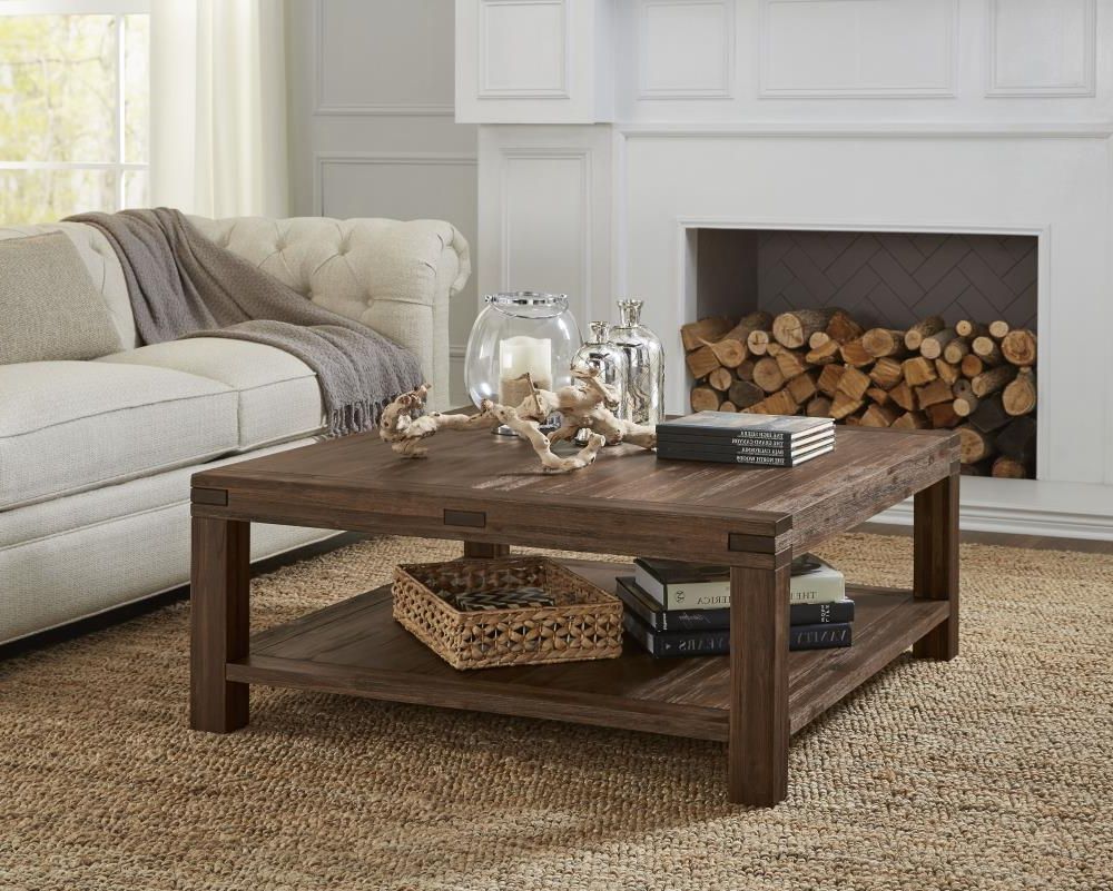 Modus Furniture Meadow Brick Brown Wood Rustic Coffee Table With Storage In  The Coffee Tables Department At Lowes Regarding Well Known Brown Rustic Coffee Tables (Photo 2 of 10)