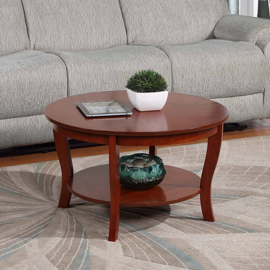 Most Popular American Heritage Round Coffee Tables Inside American Heritage Round Coffee Table With Shelf In Mahogany – Convenience  Concepts 501482mg (View 8 of 10)