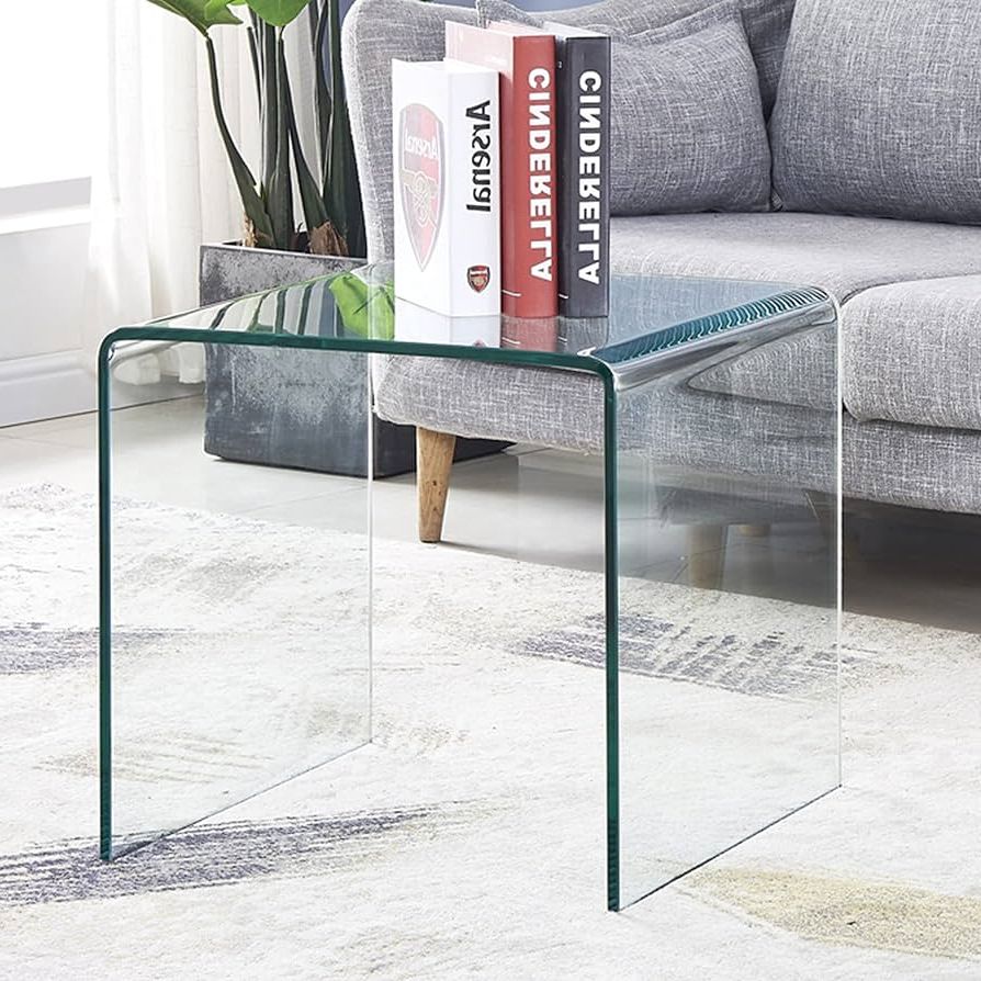 Most Popular Transparent Side Tables For Living Rooms In Amazon: Smartik Clear Side Table Tempered Glass Coffee End Tables,  Modern Nightstand Tables For Living Room, Small Bent Modern Tables, Easy To  Clean And Safe Rounded Edges 19.72"x19.72"x18.92"h : Home & Kitchen (Photo 10 of 10)