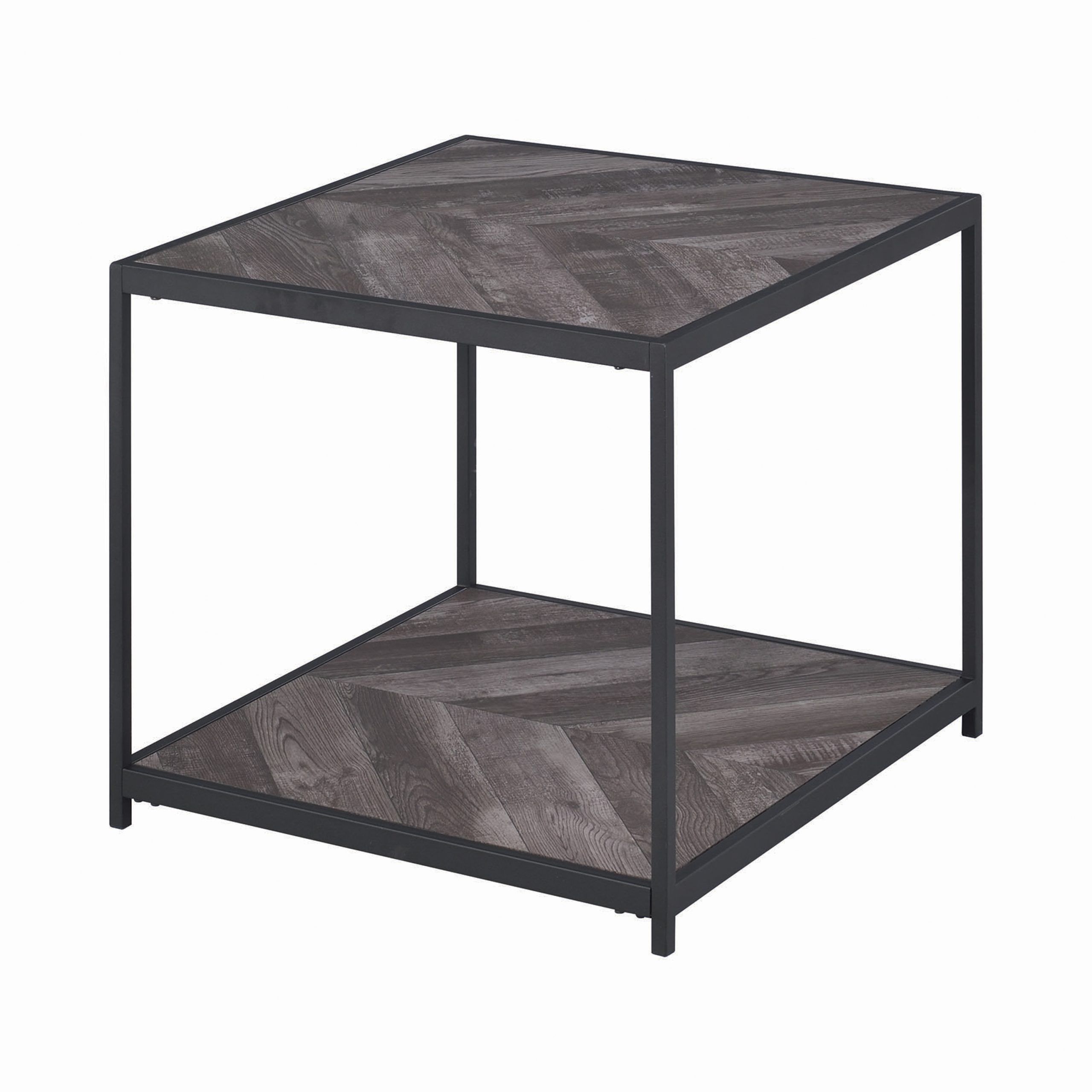 Most Recent Beckley Chevron End Table Rustic Grey Herringbone – Coaster Throughout Rustic Gray End Tables (View 3 of 10)