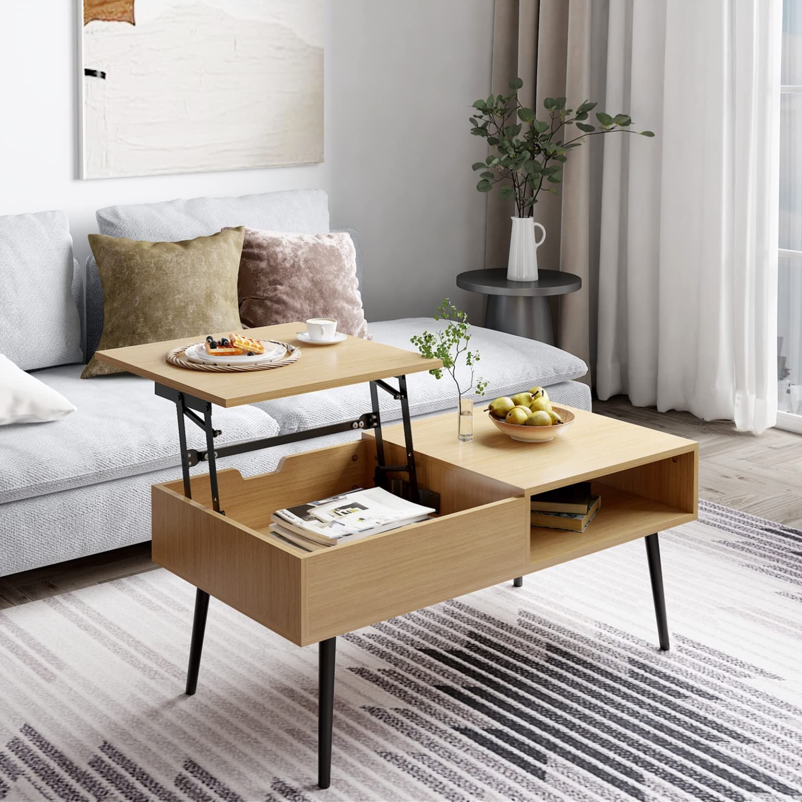 Most Recent Modern Wooden Lift Top Tables Pertaining To Amazon: Coffee Table Living Room Tables – Lift Top Coffee Table With  Storage 39", Modern Adjustable Wood Rising Center Table With Hidden  Compartment (wood) : Home & Kitchen (View 2 of 10)