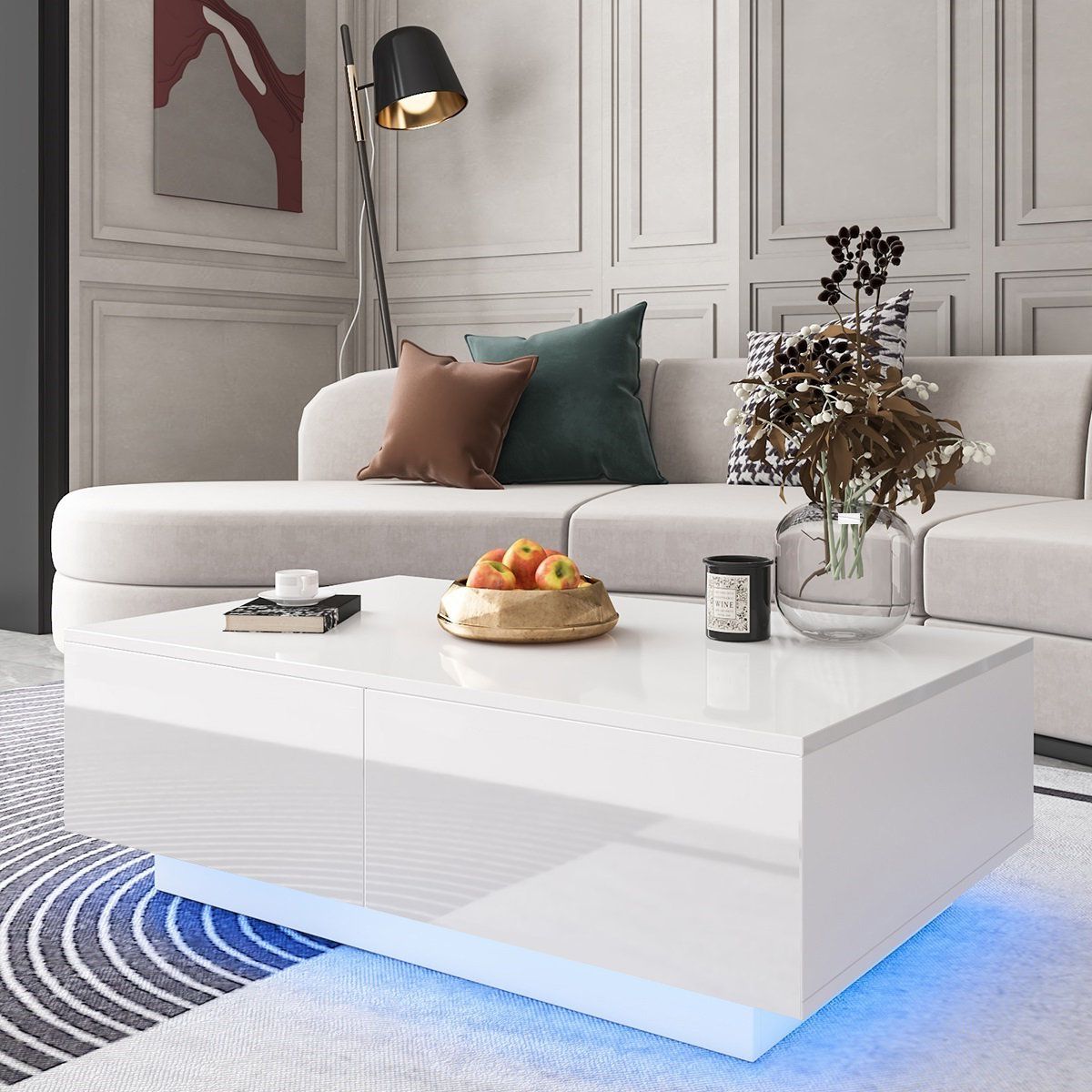 Most Recently Released Coffee Tables With Led Lights With Ivy Bronx Gatewood Coffee Table With Rgb Led Lights & 4 Drawers & Reviews (View 4 of 10)