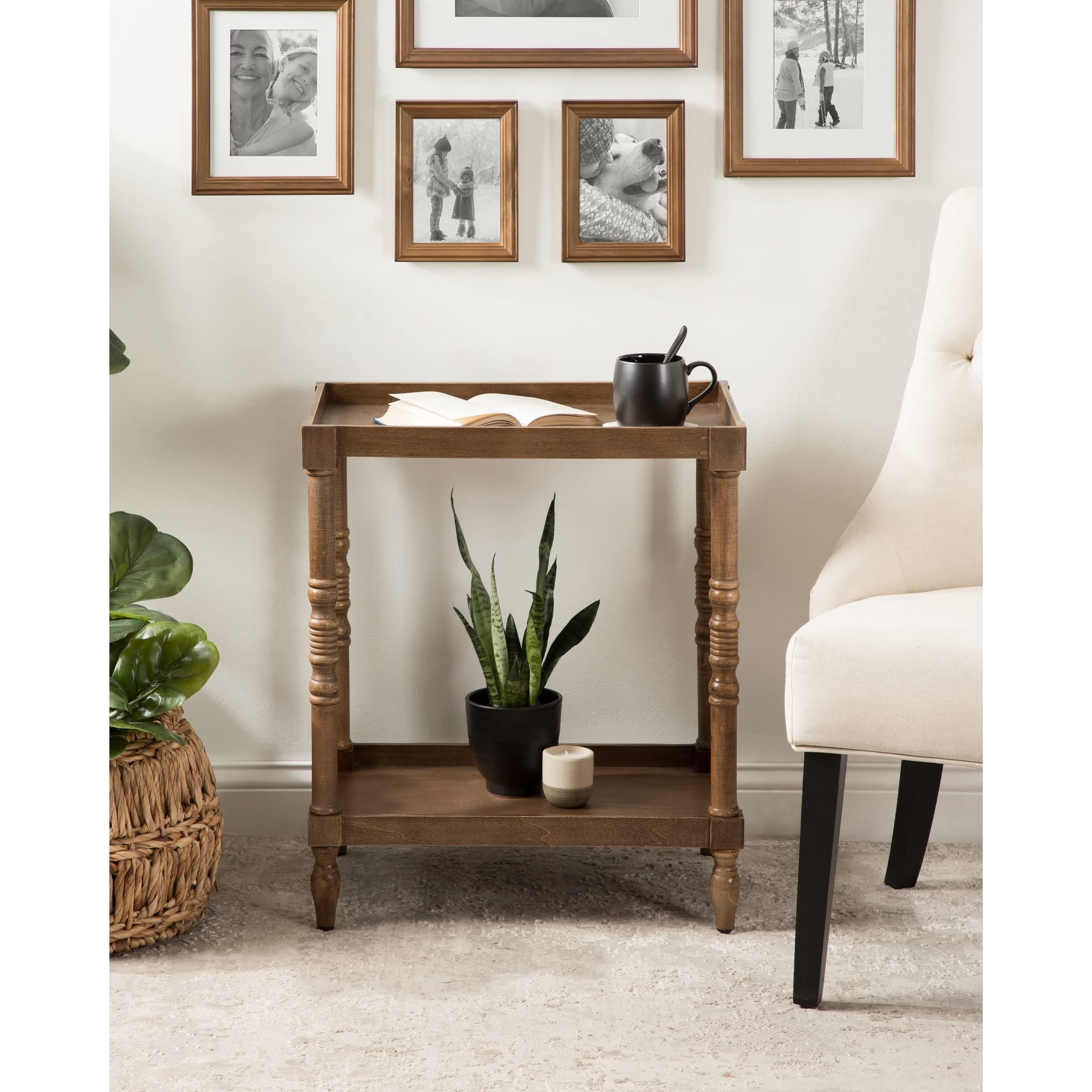 Most Recently Released Kate And Laurel Bellport Farmhouse Drink Tables Intended For Amazon: Kate And Laurel Bellport Farmhouse Side Table, 22 X 14 X 26,  Rustic Brown, Decorative Rectangular End Table For Storage And Display :  Everything Else (Photo 8 of 10)