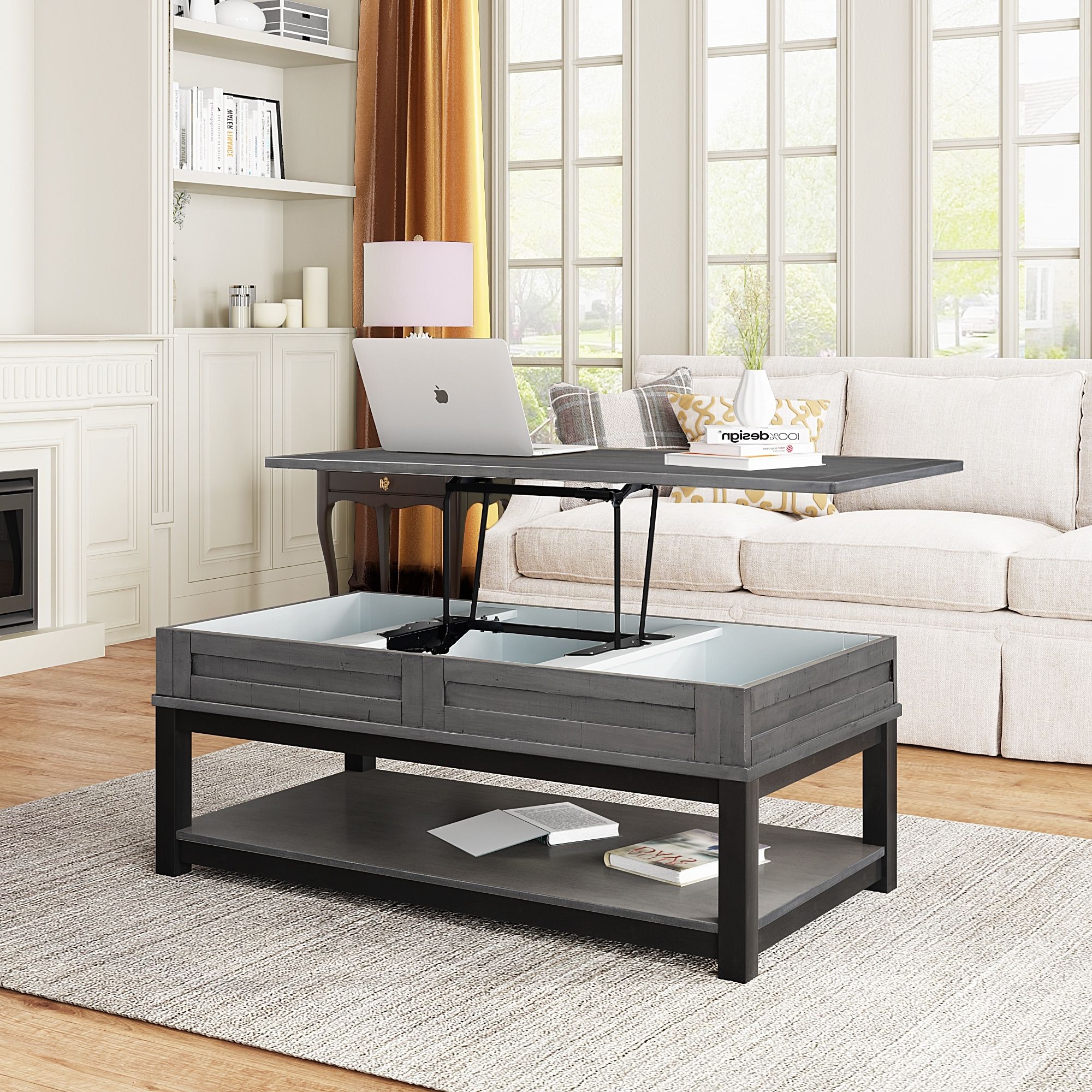 Most Recently Released Modern Wooden Lift Top Tables With Regard To Modern Lift Top Coffee Table With Inner Storage Space And Shelf, Center  Table With Sturdy Frame Black Wood Leg – Bed Bath & Beyond –  (View 10 of 10)