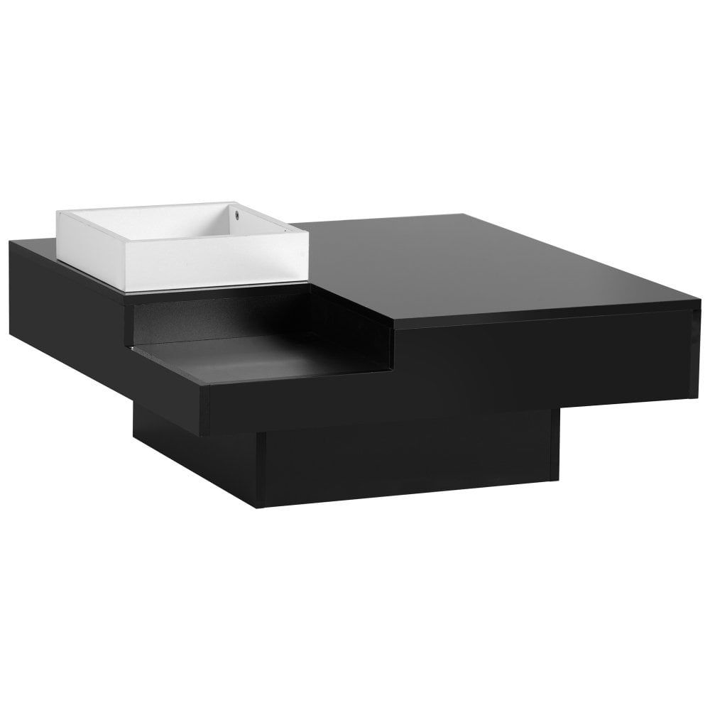 Most Up To Date Hassch Modern Square Coffee Table With Detachable Tray, Minimalist Cocktail  Table With 16 Color Led Lights, Remote Control For Living Room, Black –  Walmart Throughout Hassch Modern Square Cocktail Tables (Photo 5 of 10)