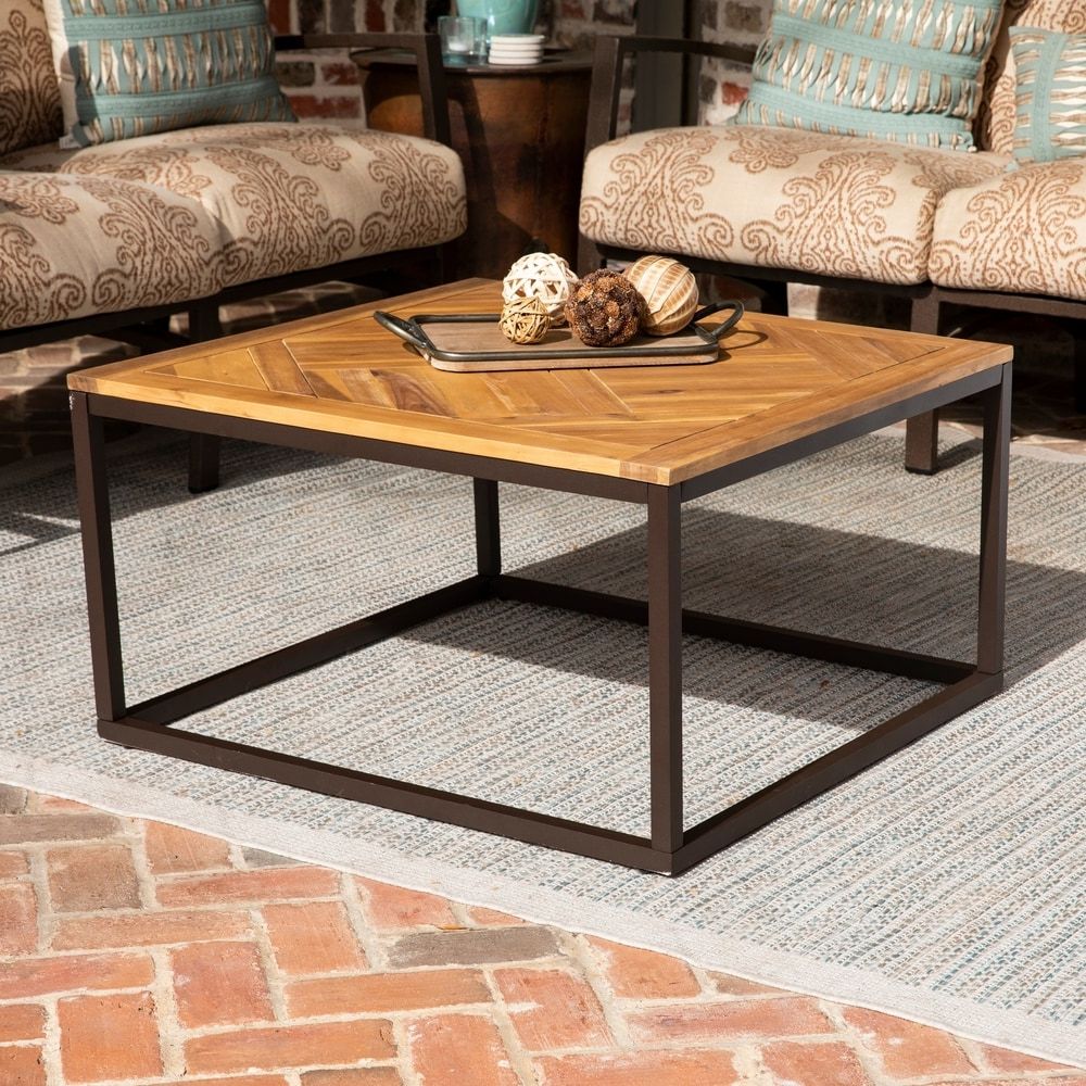 Natural Outdoor Cocktail Tables For Current Sei Furniture Baranik Natural Acacia Wood Outdoor Square Coffee Table – On  Sale – Bed Bath & Beyond – 27589086 (Photo 3 of 10)
