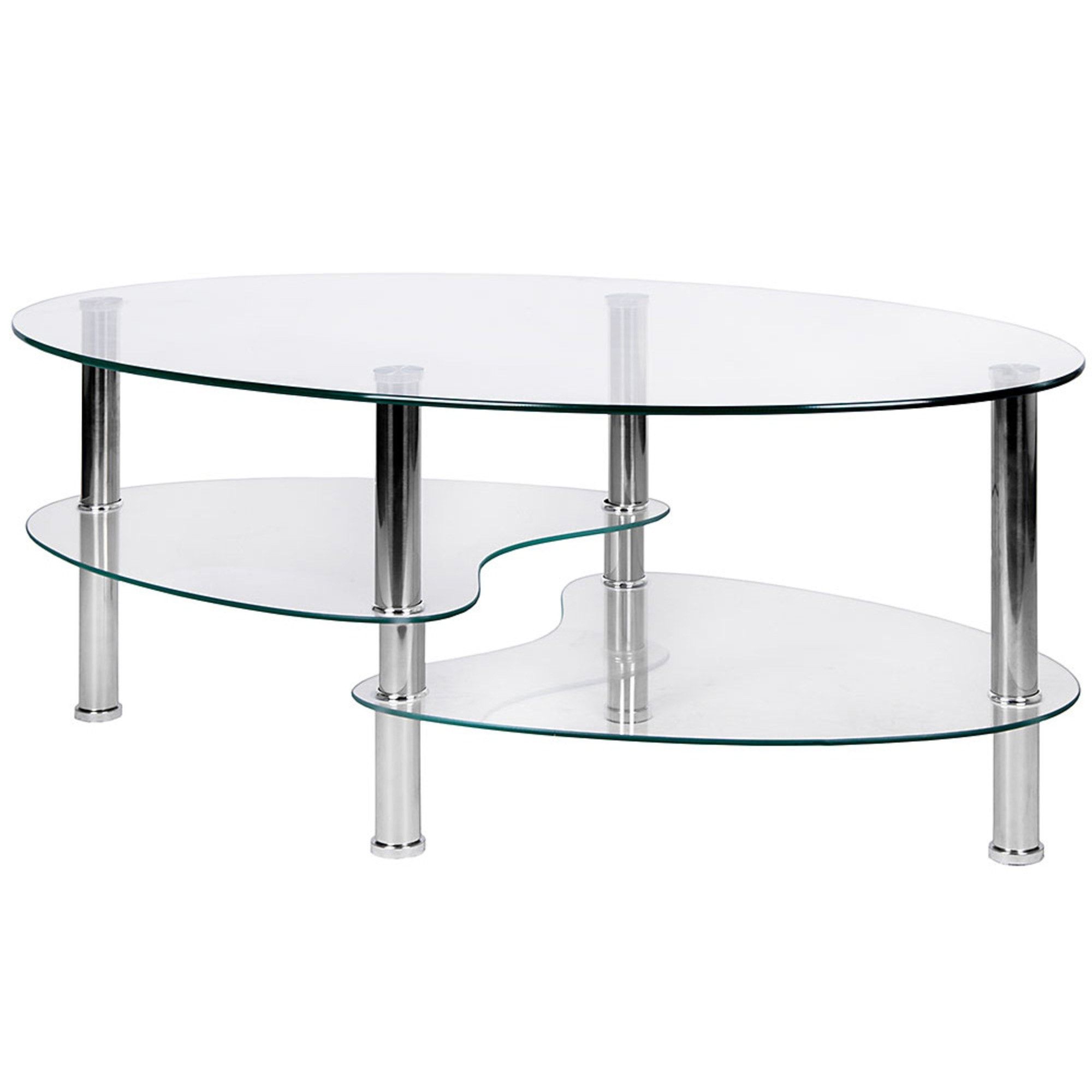 Oval Glass Coffee Tables Regarding Most Recently Released Cara Oval Clear Glass Coffee Table (View 2 of 10)