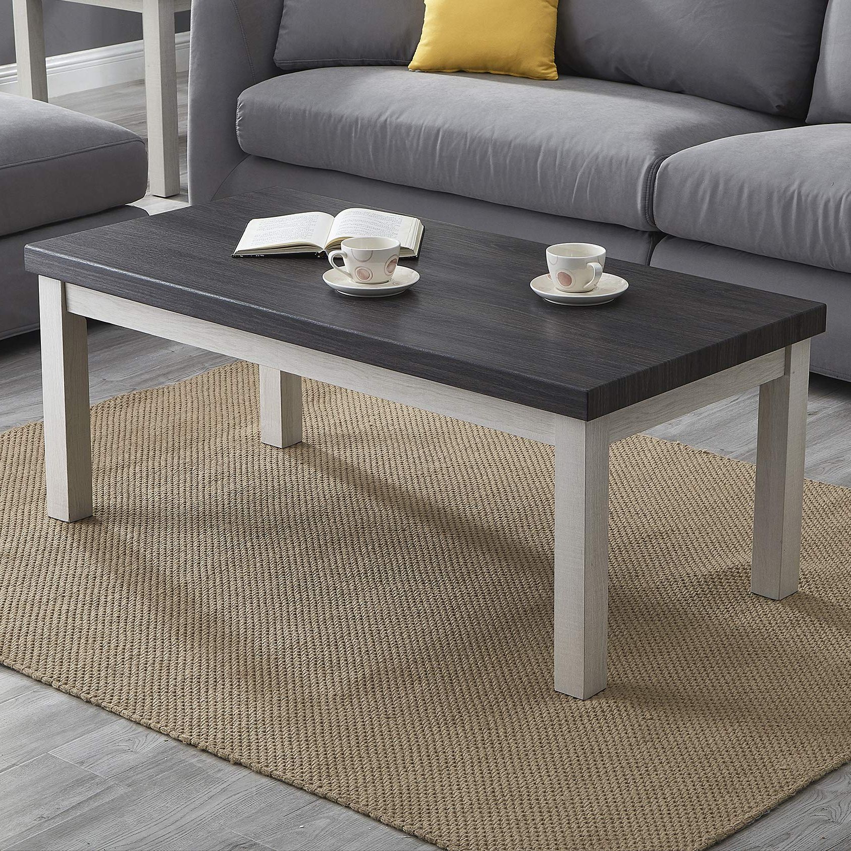 Pemberly Row Replicated Wood Coffee Tables Regarding Favorite Amazon: Roundhill Furniture Ronan Two Tone Wood Rectangle Coffee Table,  Gray : Home & Kitchen (View 6 of 10)