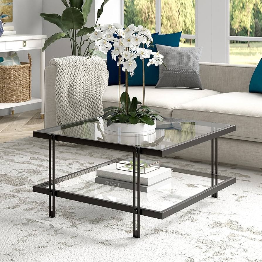 Popular Amazon: Henn&hart 32" Wide Square Coffee Table In Blackened Bronze,  Modern Coffee Tables For Living Room, Studio Apartment Essentials : Home &  Kitchen In Transitional Square Coffee Tables (View 3 of 10)