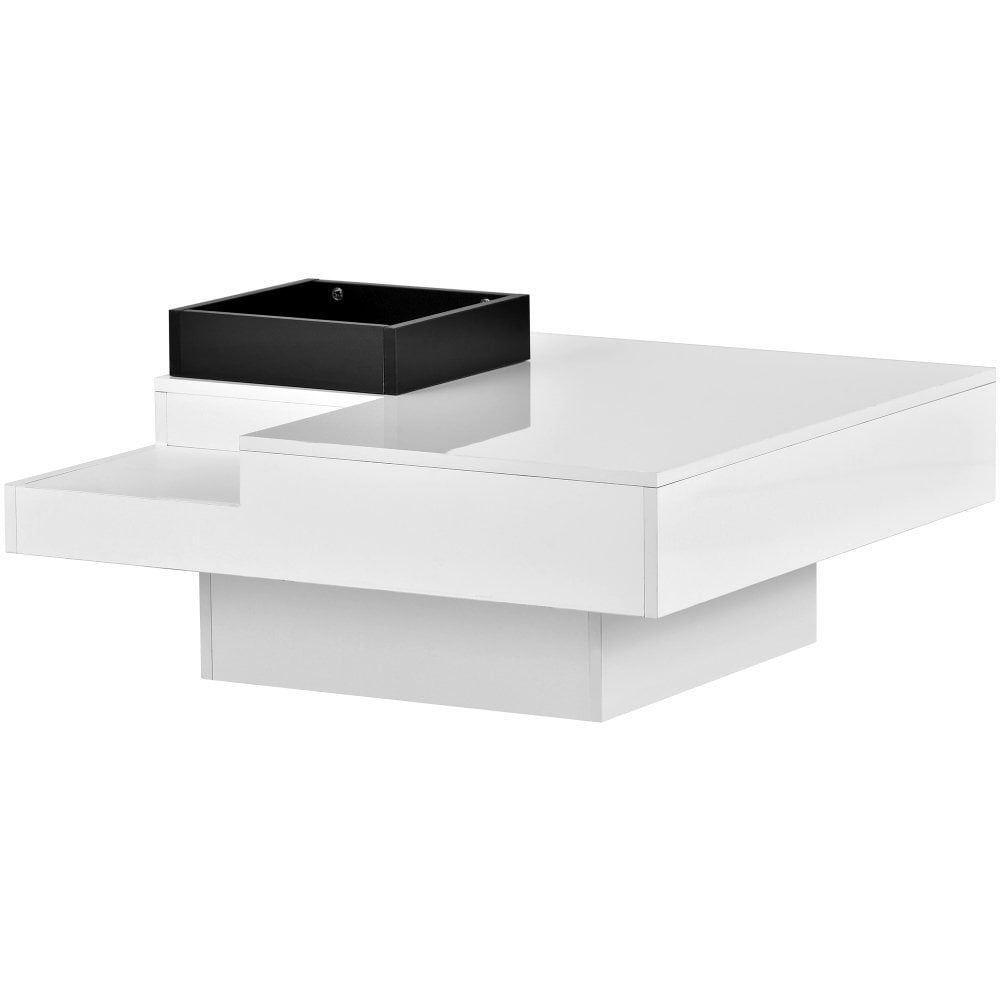 Popular Hassch Modern Square Cocktail Tables Intended For Hassch Modern Coffee Table With Detachable Tray, Minimalist Square Cocktail  Table With Led Lights, Remote Control For Living Room, White – Walmart (View 6 of 10)