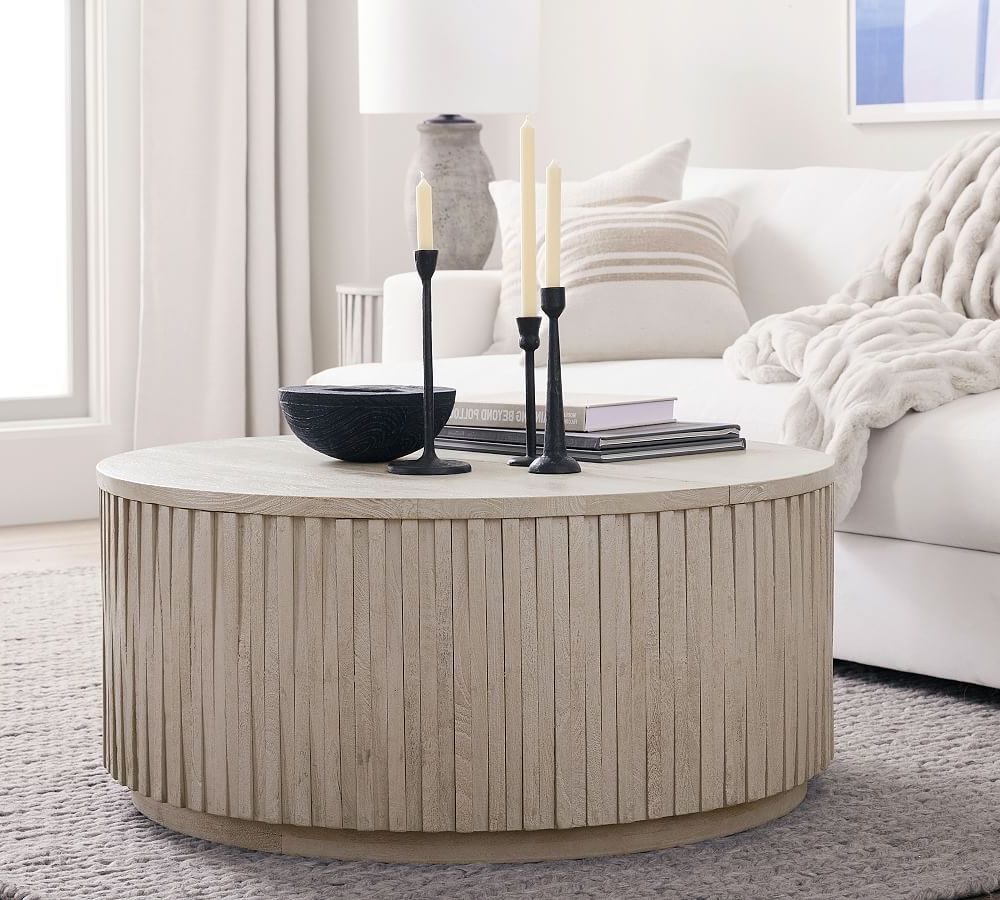 Pottery Barn With Round Coffee Tables With Storage (Photo 1 of 10)