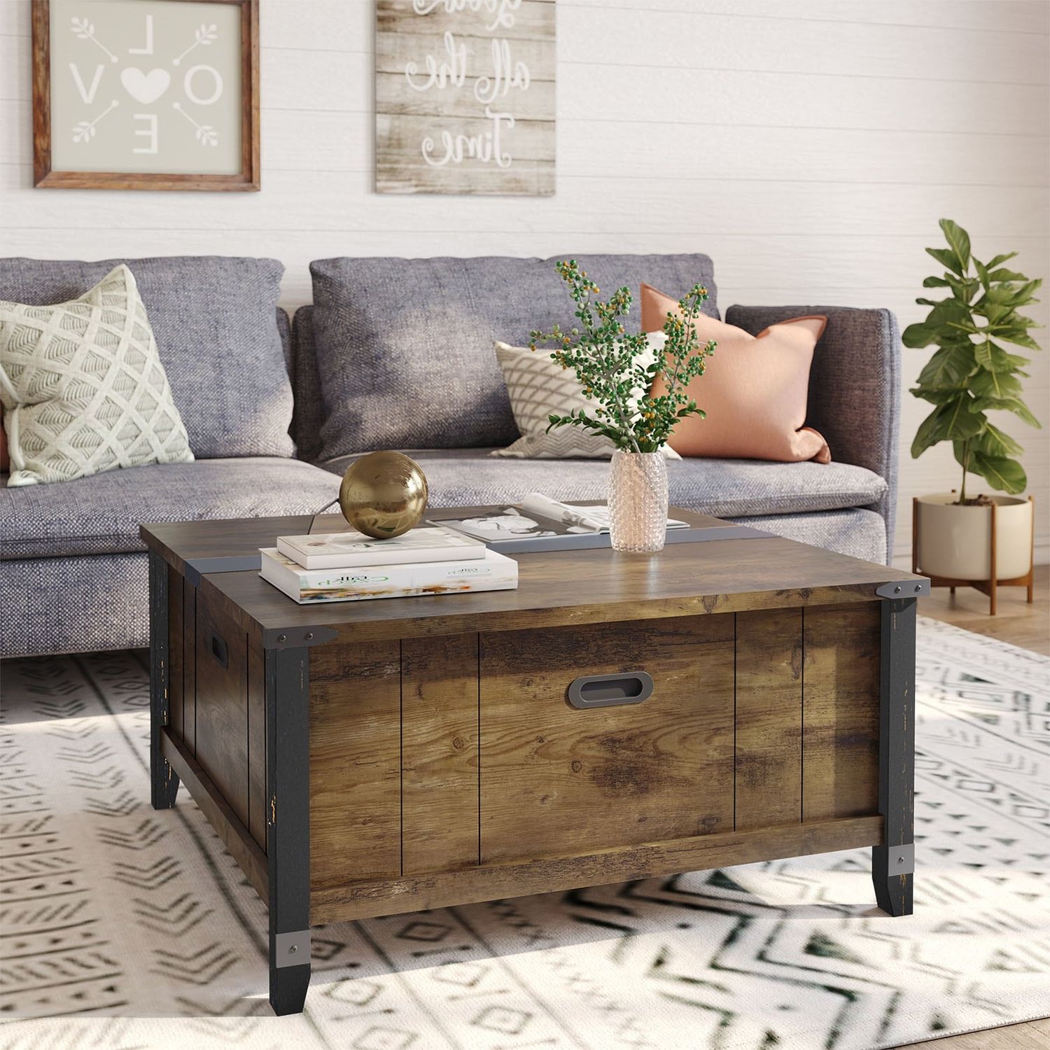 Preferred Transitional Square Coffee Tables In Farmhouse Lift Top Square Coffee Table With Storage – On Sale – Bed Bath &  Beyond – 37149425 (Photo 5 of 10)